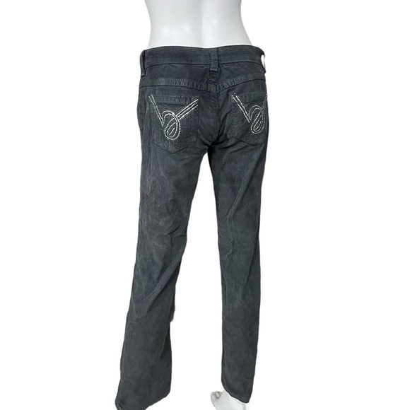 Bebe Charcoal Gray Corduroy Pants Rhinestone - Picture 6 of 12